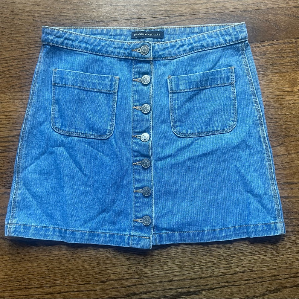 Brandy Melville Denim Button-Front Mini Skirt